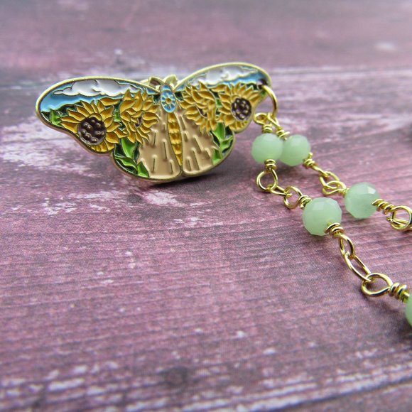 Sunflower Butterfly Moth Retro Inspired 1950s Pinup Cape Clip Sweater Clips - Picture 4 of 6